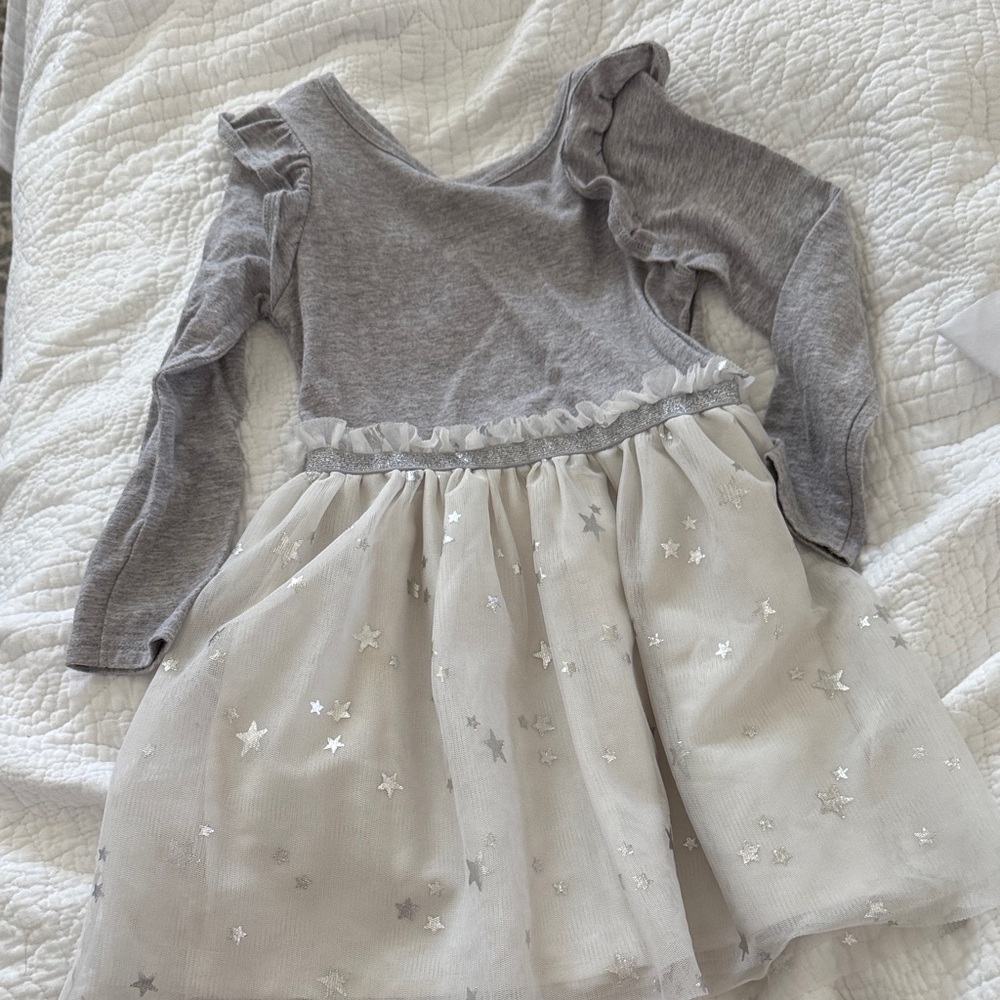 Cat & Jack Gray and Silver Star Tulle Dress